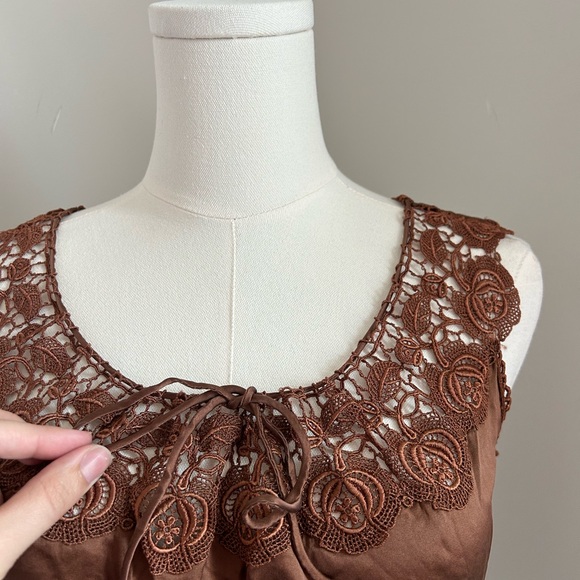 Miguelina Chocolate Brown Lace Top - Picture 4 of 8